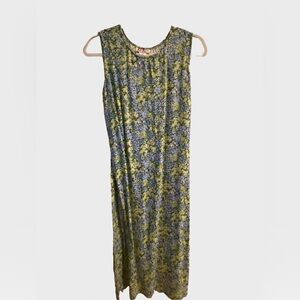 R&K Vintage 90s Green Blue Floral Maxi Dress Size 8P